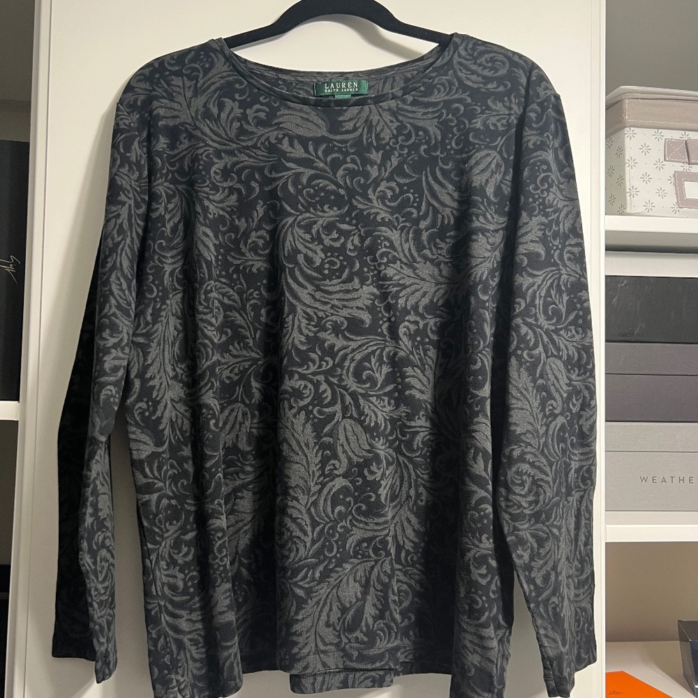 Lauren Ralph Lauren,  Size 2X, 100% Cotton, black and gray
